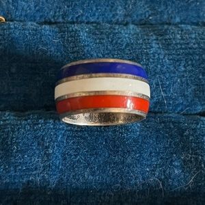 VINTAGE STERLING SILVER & ENAMEL BAND